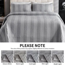 Oversized King Quilt with 2 Pillow Shams California King Quilt Gray 128"X120"