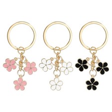Flower Charm Keychain Enameled Keychain Tassel Keyring Pendant 3-Color