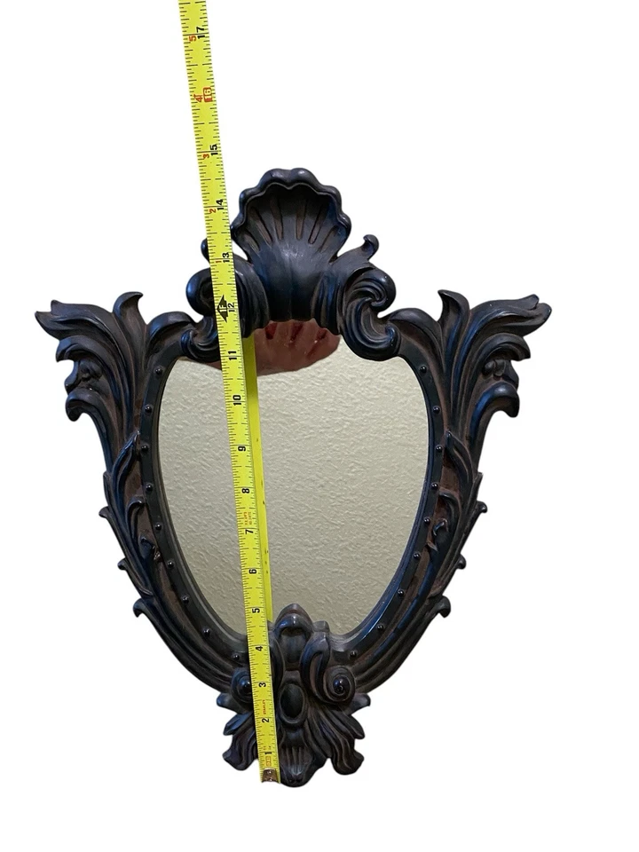 Vtg Victorian Ornate Pic Decorative Mirror Wall Decor  Rustic Frame Bronze Tone - Image 4 of 4