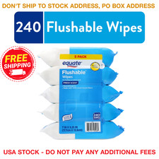 Equate Flushable Wet Wipes Fresh Scent 240 Count 5 Packs Hypoallergenic Bulk