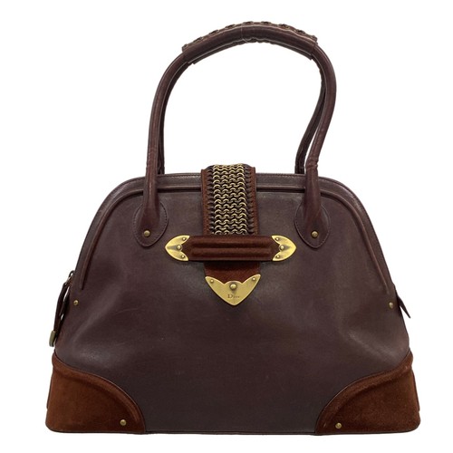DIOR/ChristianDior Jeanne Bordeaux Leather Suede Handbag
