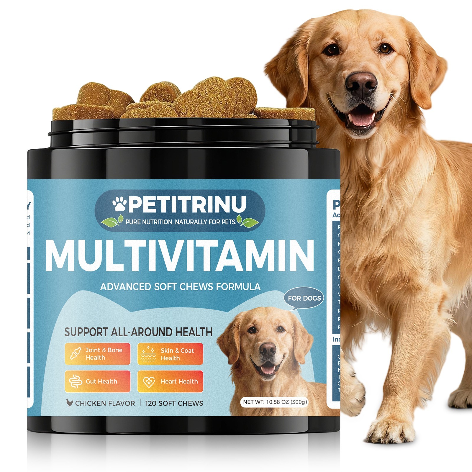 Dog Multivitamin Chewable Vitamins Supplements with Glucosamine 120 Chews