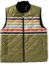 Pendleton Vest Wildwood Stripe Quilted Full Zip Reversible Cargo Pocket Med