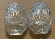 Vintage Art Deco Style Clear Glass Bird Cage Feeder Seed Water Bowl USA 2Pcs