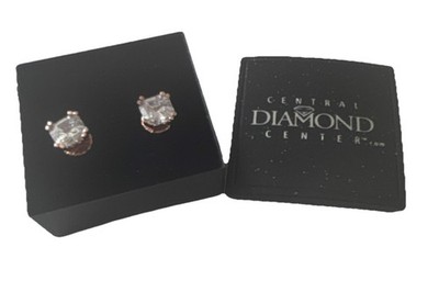 Central Diamond Center Asscher Cut Diamond Stud Earrings Rose Gold Butterfly