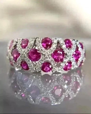 Engagement Wedding Band Ring 925 Silver Gold Finish Round Cut Simulated Ruby