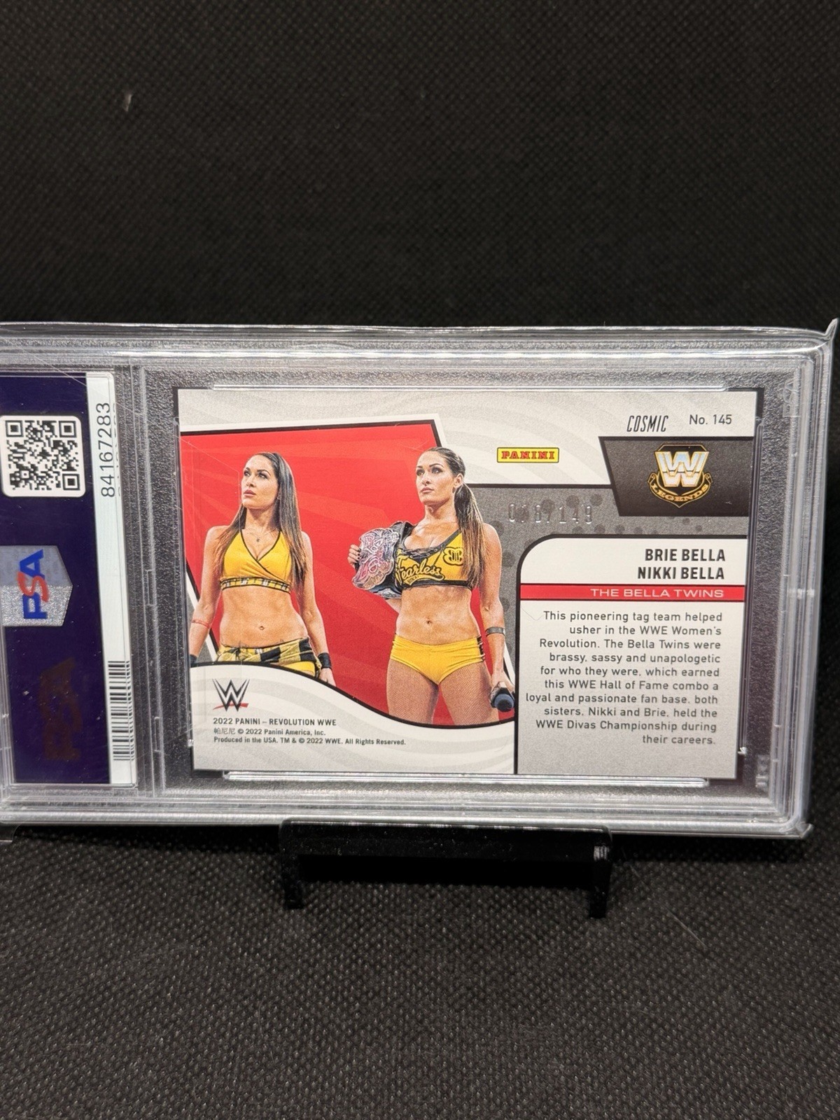 2022 WWE Panini Revolution The Bella Twins Nikki Bella & Brie /149 PSA 9 view 2