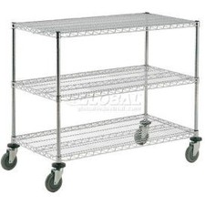 Nexel 3 Shelf Shelf Cart Chrome 54""W x 21""D x 40""H Poly Casters4 Swivel 2