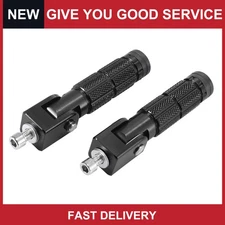 Universal 7mm Aluminum Alloy Motorcycle Rearset Fold Footrest Black Pack of 2