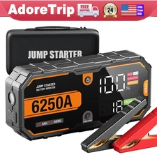 AdoreTrip 6250A Car Jump Starter 12V Lithium Jumper Box Power Bank Supersafe