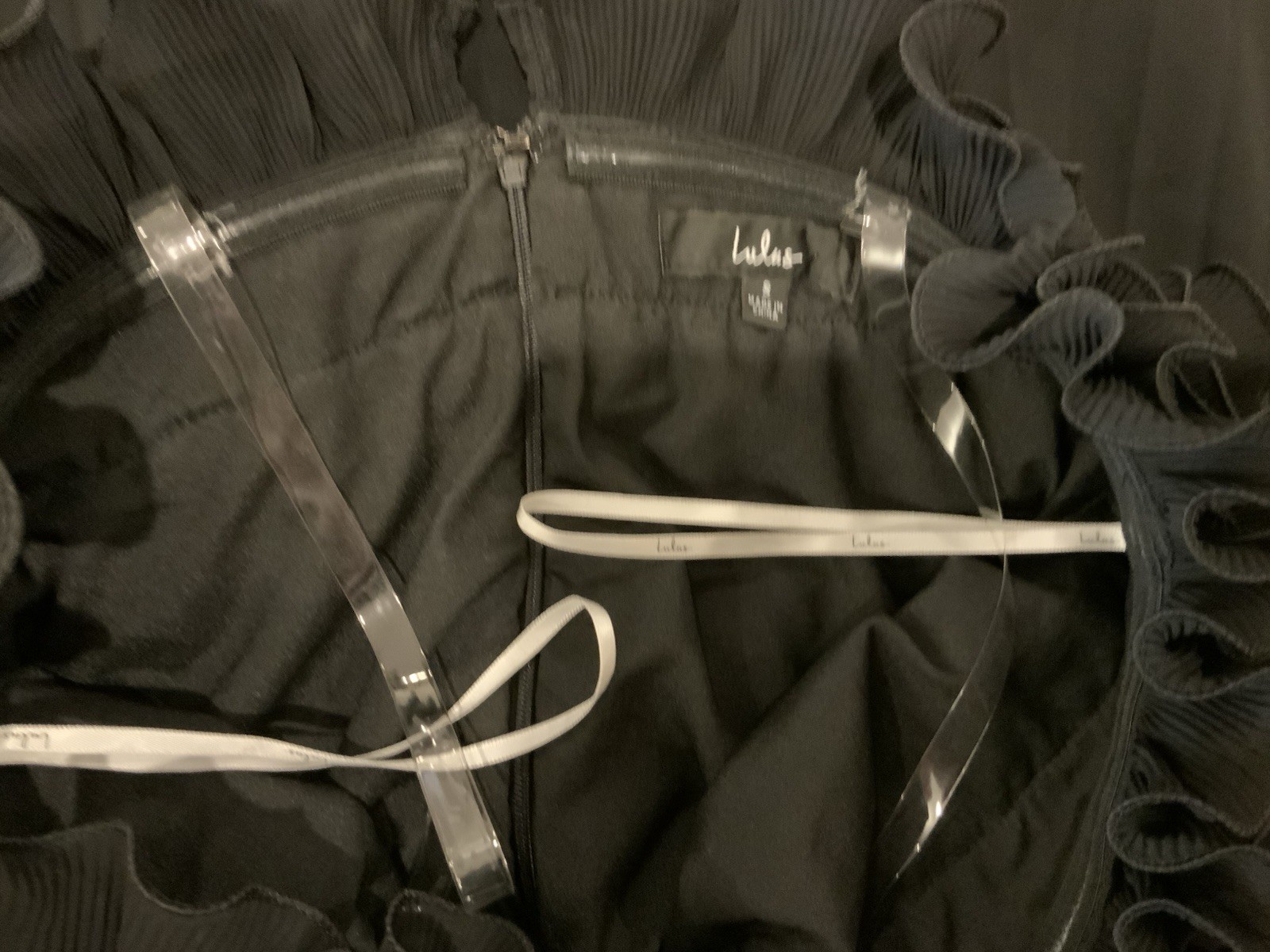 LULUS Black Strapless Ruffled Shift Mini Dress Sz… - image 10