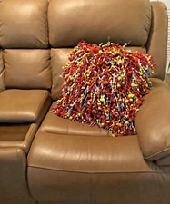 FUN & FUNKY Throw Pillow 17" X 17” Multicolor Ribbons UNIQUE!