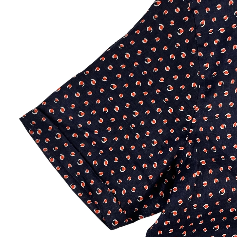 Camisa Tasso Elba Para Hombre Talla Grande 100% Lino Lunares Con Botones Manga Corta Foto 2 de 4