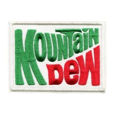 Vintage Mountain Dew Embroidered Iron On Patch - Retro Beverage Design
