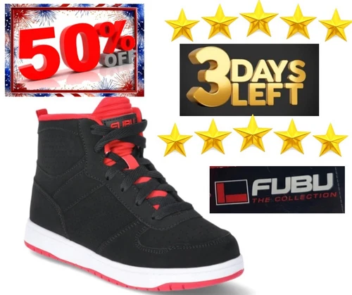 Boy's FUBU Athletic Baseline Sneakers - Red/Black Size 3 Brand New - Picture 1 of 13