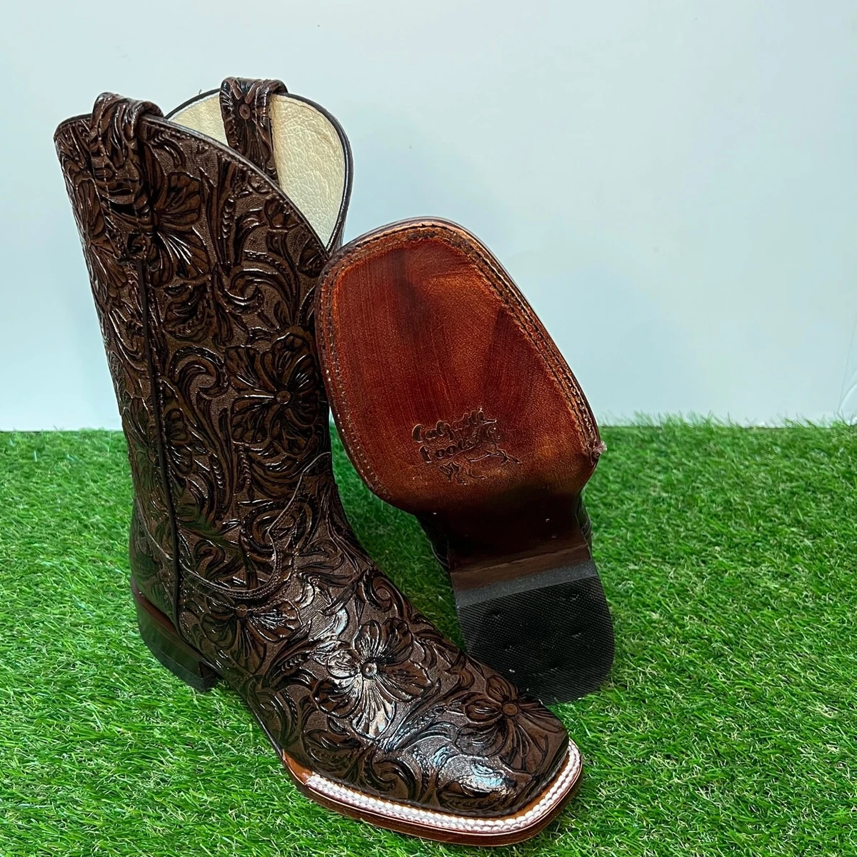 Mens tooled shop leather boots