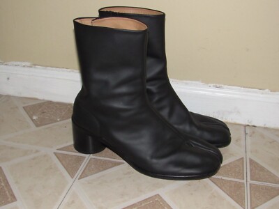 Black Leather Maison Margiela Tabi Boots Size 46 Pre Owned With Box