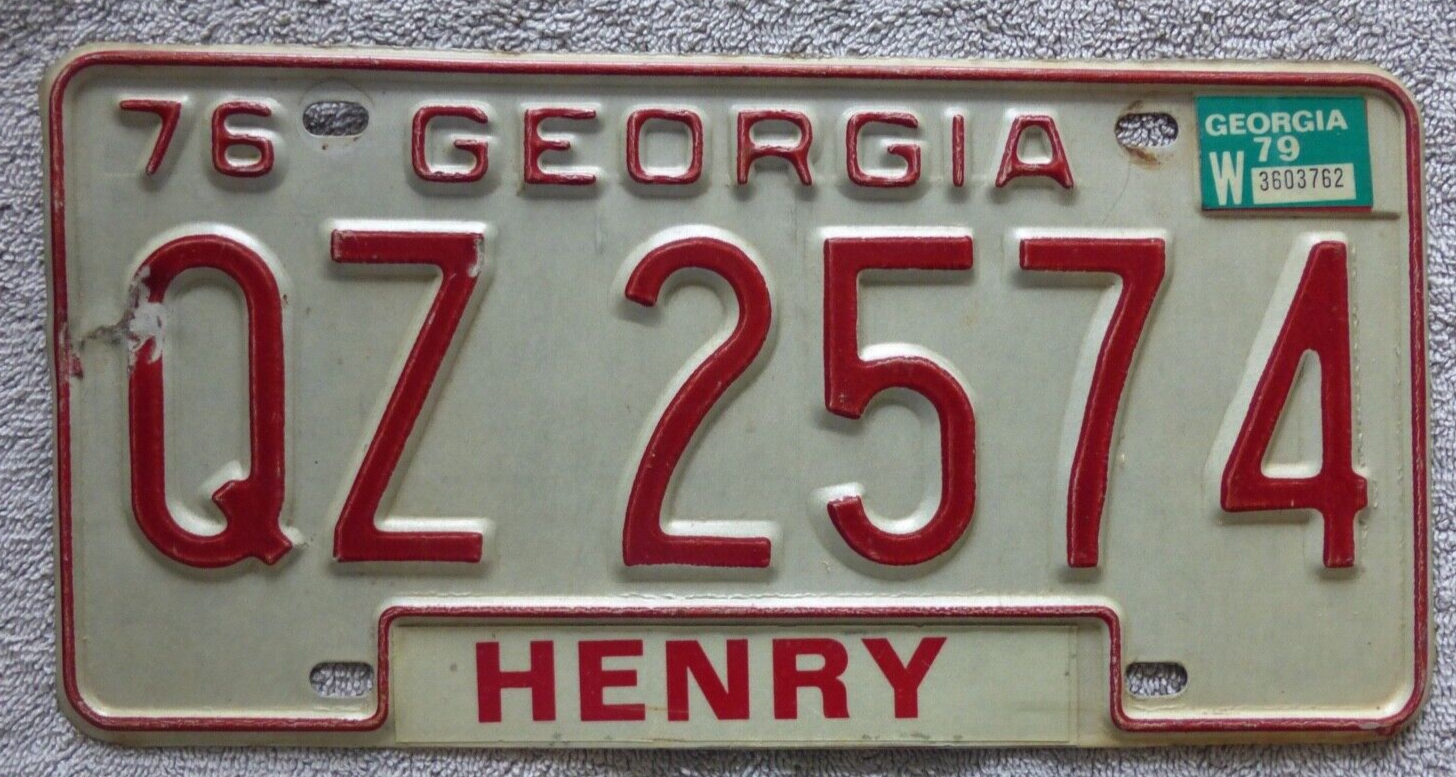 Vintage 1976 Georgia License Plate QZ 2574 Henry GA USA