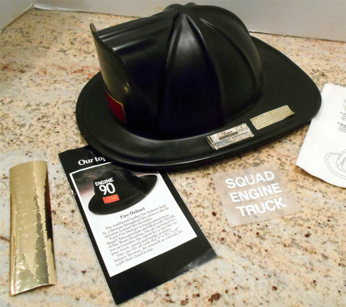 FIRE CHIEFS BLACK HELMET JIM BEAM REGAL CHINA DECANTER 1990