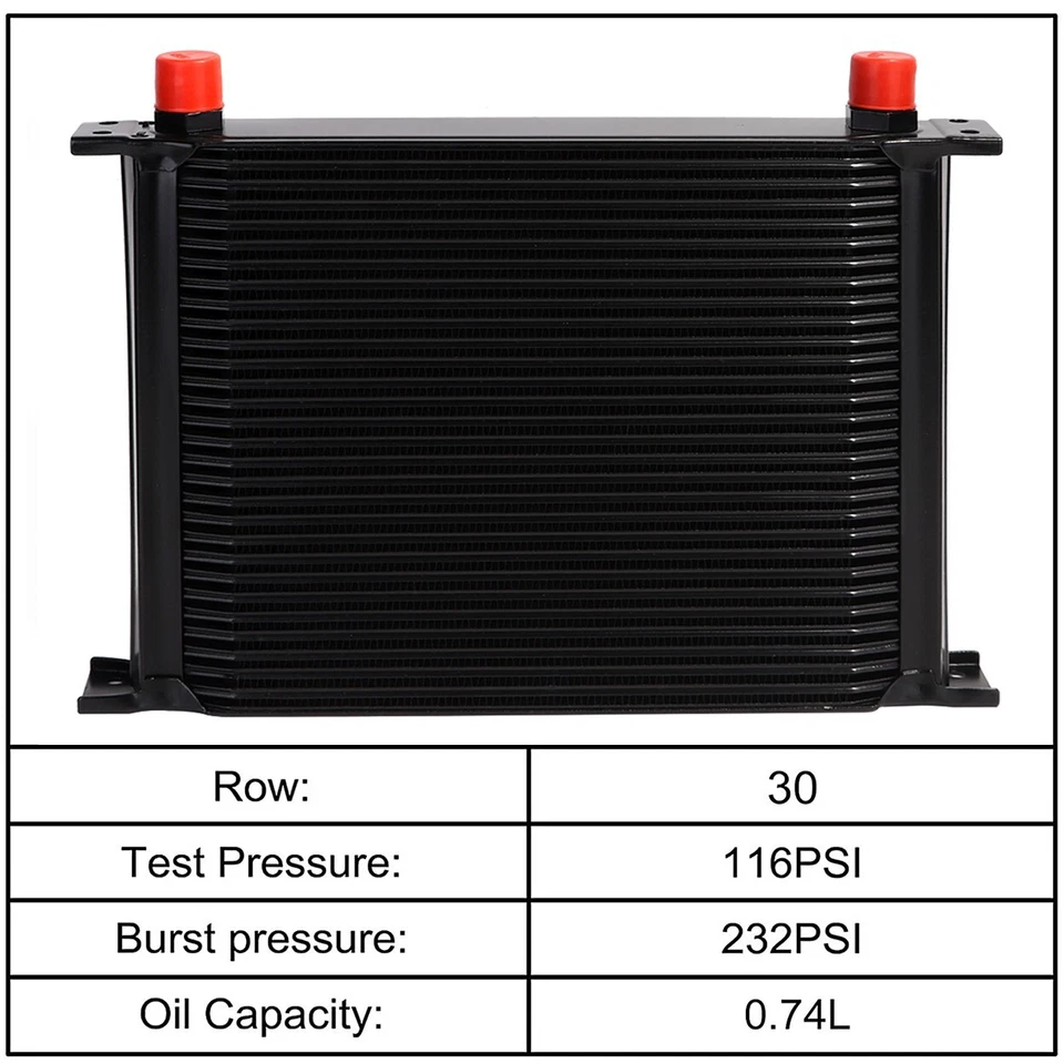 30 Rows Oil Cooler 10AN Stacked Plate Transmission Engine Cooler Universal Black - Image 4 of 4