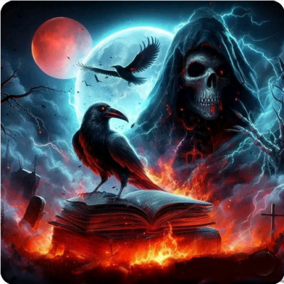 EVIL PAGAN SATAN CROW MOON DEATH pendant 925 Silver 20'' Necklace Women Men Gift
