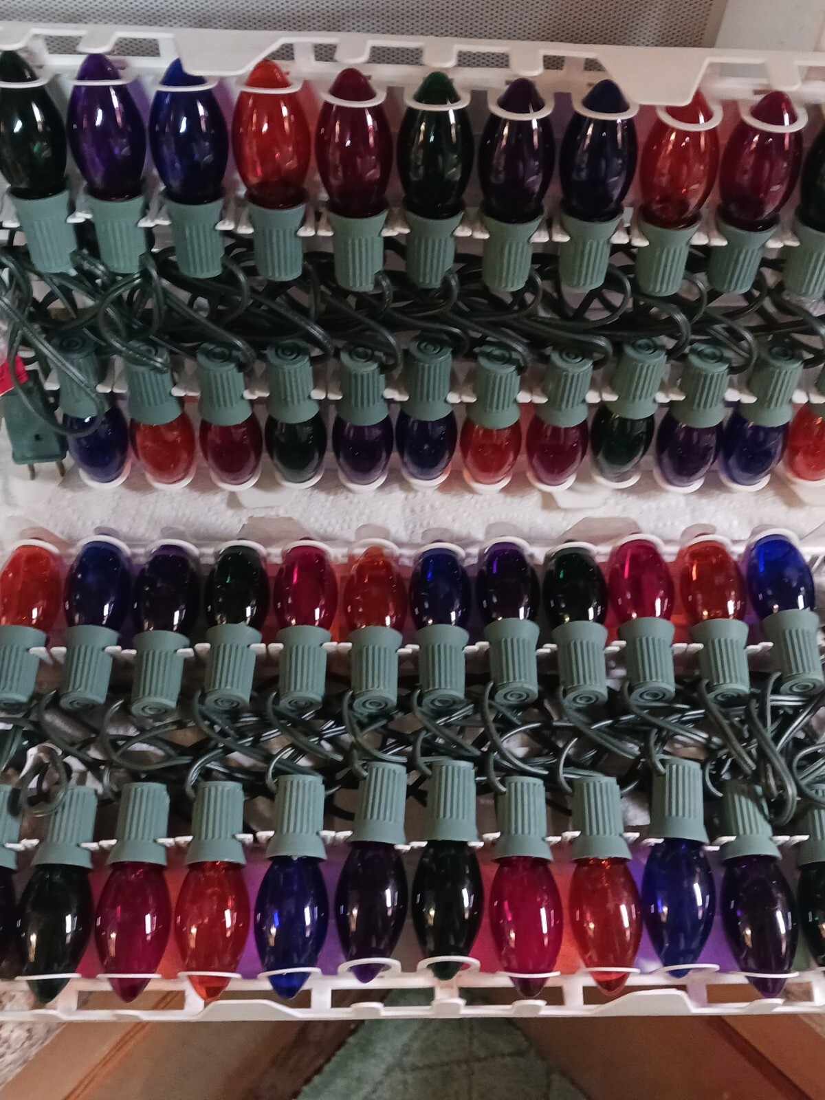 Vintage Large C9 Transparent Jewel Tone Christmas Lights Outdoor Box