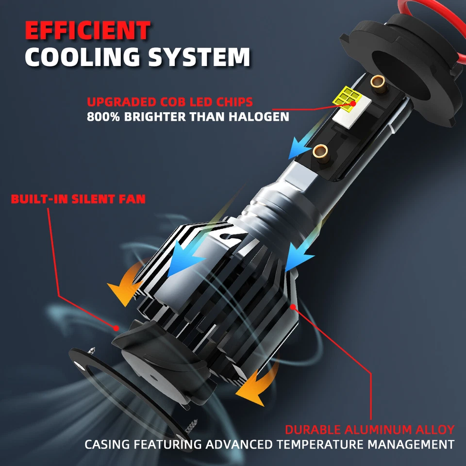 LED Headlight Bulbs Kit High Low Bulbs Fog Beam 6500K For Saturn Vue 2008-2010 - Image 4 of 4