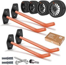 4 PCS Garage Hooks Heavy Duty Wall Mount, Tire Storage System with Anti-Slip Coa
