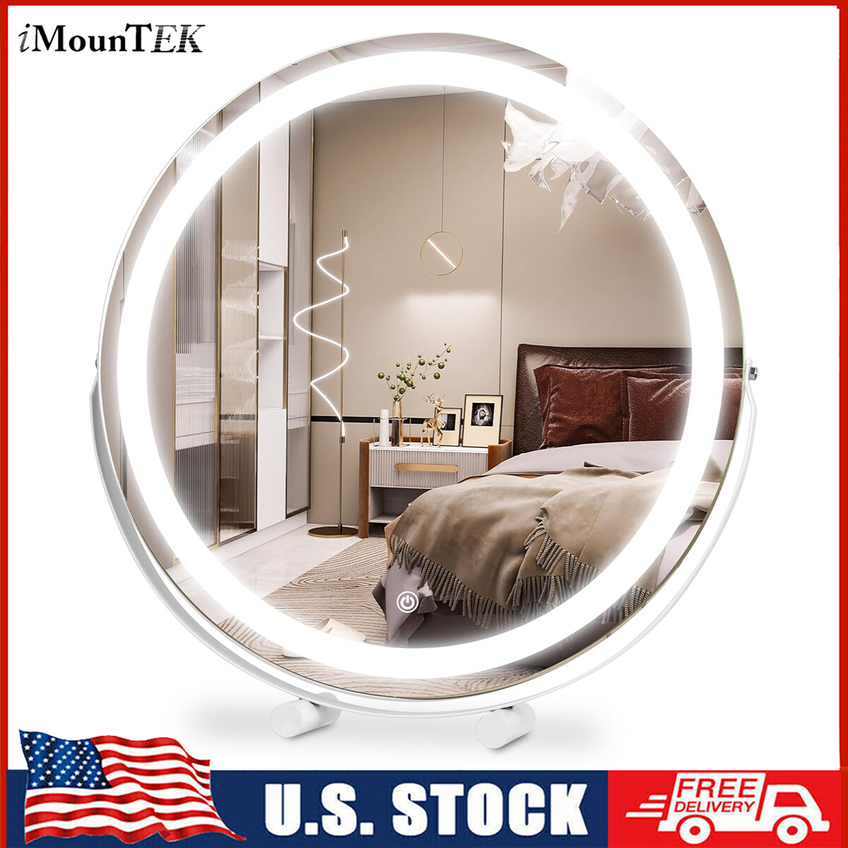 3-Color LED Lighted Makeup Mirror with Touch Control-image