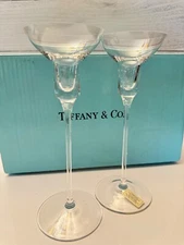 Tiffany & Co. RIEDEL Crystal "ELAINE LEUCHTER" 8.5" Candlesticks Set of Two