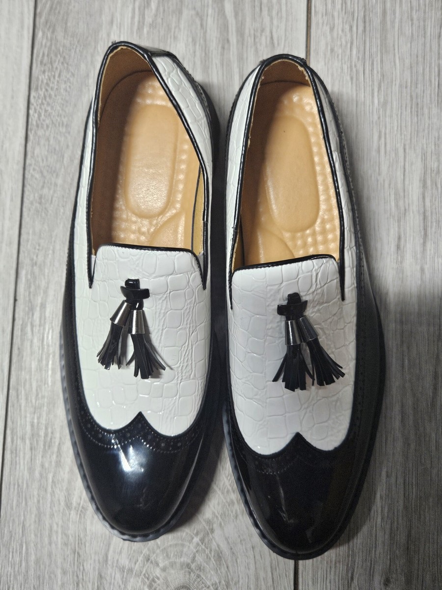 Men Brogue Slip On Tassel Dress Loafers Pointy Toe Formal Oxfords Wing Tip  Shoes