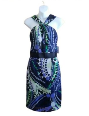 jessica simpson blue halter dress NWT Criss Cross Size 6 Green Geometric Paisley Code exclusions - Christmas + Hanukkah