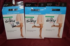 3-pair Lot Secret Silky Med Leg Support 40 DEN Pantyhose Sz C JET BLACK OH 