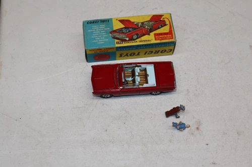 Vintage Corgi 246 Red Chrysler Imperial Convertible w/ Person & Golf Bag in Box