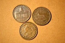 Trio of nice Hard Times Tokens- Very Fine