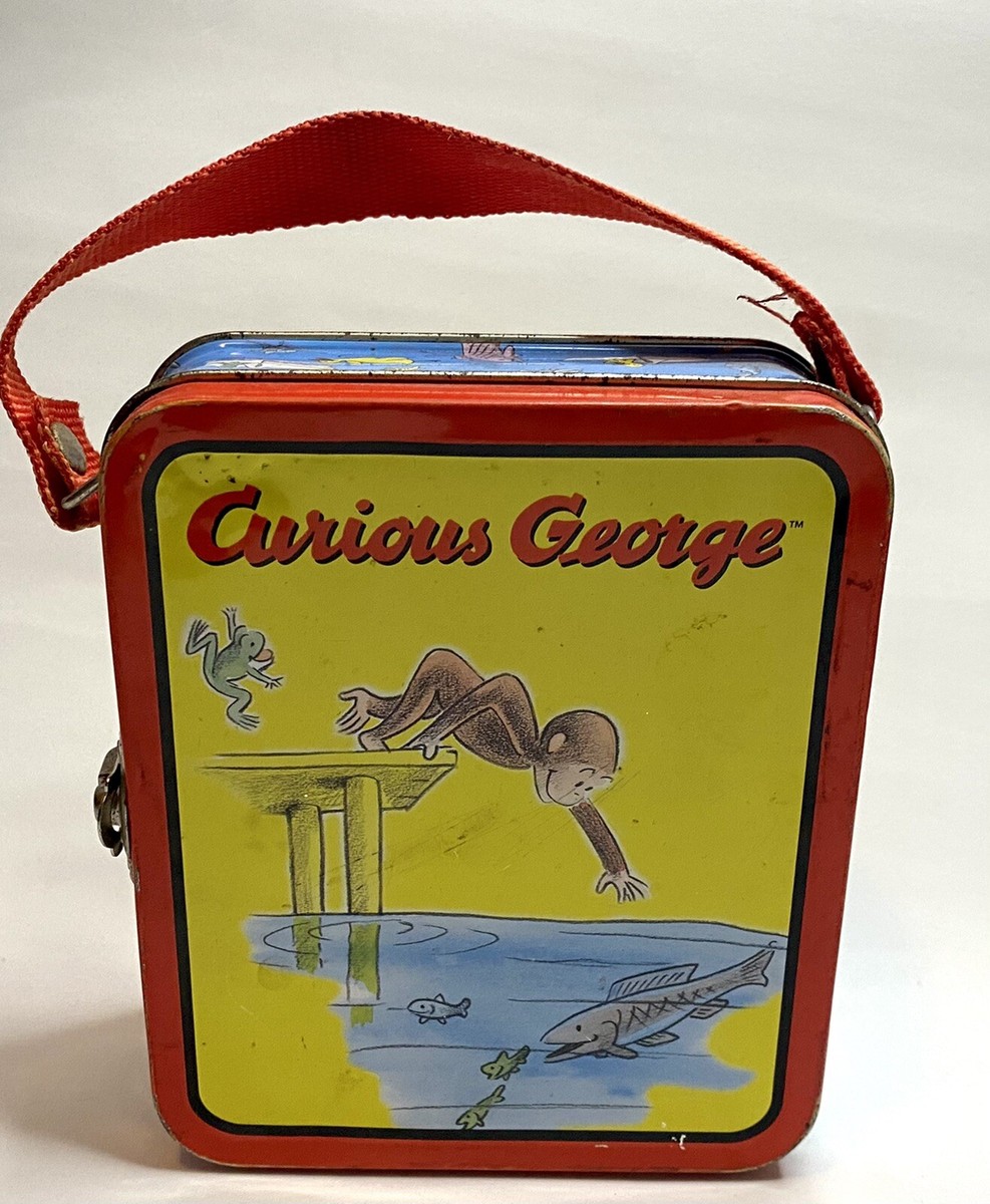 アンティーク　Curious e ランチボックス 2個セット Curious George Monkey Mini Metal Lunch Box 1999 Collectible Handle