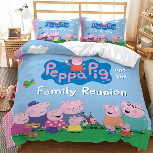 Peppa Pig Cartoon Quilt Duvet Doona Bezug Bettwäsche Set Single Double Queen Neu - Bild 18 von 36
