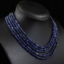 320 Cts Natural 5 Strand Blue Iolite Faceted Beads Necklace Jewelry Gift For Her