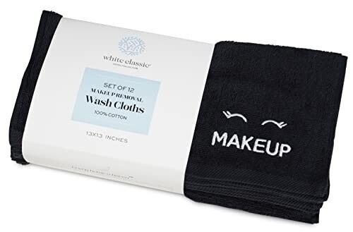 Makeup towels black make up removal  washcloths face towel embroidered remover