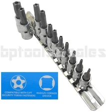 11pc 5-POINT Security Star Bit Socket Set Torx Star Tamper Proof Bits w/ Holder