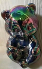 Vtg Fenton Cobalt Blue Iridescent Rainbow Carnival Glass Bear 3.5" Figure USA