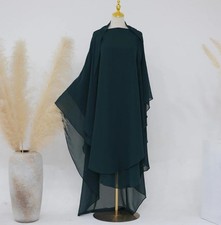 Islamic Niqab Burqa Tops Large Two Layers Muslim Women Khimar Hijab Kaftan Abaya