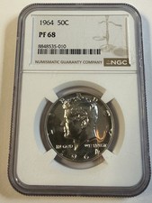 1964 Kennedy Half NGC PF68 Type I Straight G Reverse Accented Hair? Proof 50C