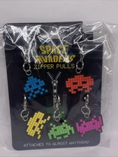 Space Invaders Zipper Pulls-Brand New And Factory Sealed
