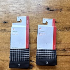 Lululemon Power Stride Crew Socks S Black White Grid Training Heel Reinforced
