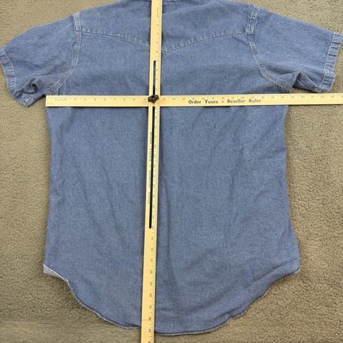 Vintage Wrangler Jeanshemd Herren Extra Large Tall Blau Peal Snap Kurzarm - Bild 6 von 8