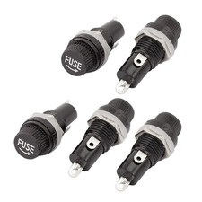 5 Pack Electrical Black Fuse Holder Screw Cap Panel Mounted AC 125V/15A 250V/...