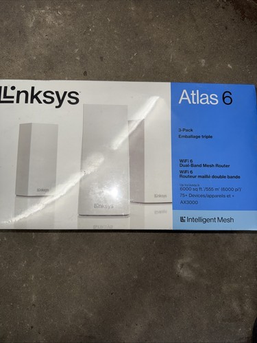 Linksys Atlas 6 3pk Dual-Band AX3000 Wi-Fi 6 Mesh System - White -Factory Sealed