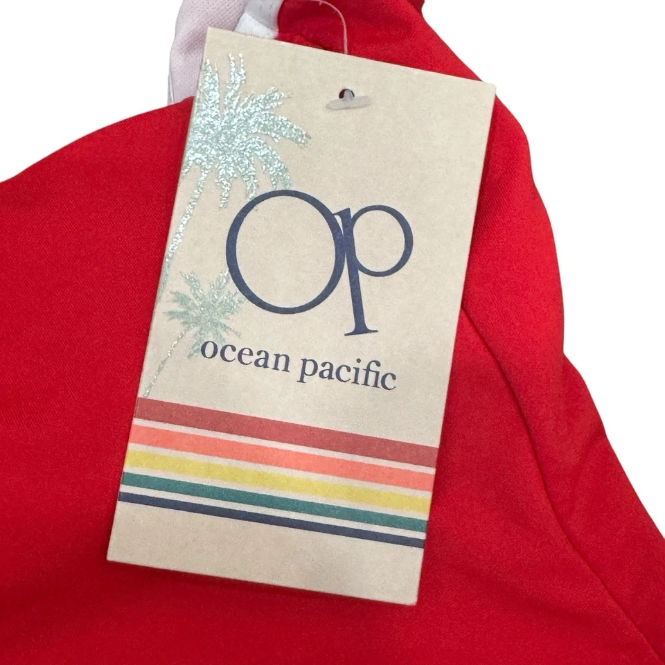 Traje de baño Ocean Pacific OP rojo de una pieza logotipo Y2K traje de baño playa piscina Foto 4 de 4