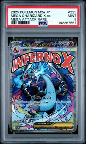 2025 Pokemon Japanese Mega Dream Ex Attack #223 Mega Charizard X Ex Rare PSA 9